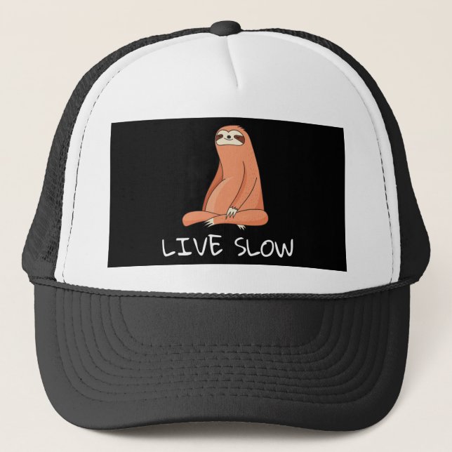 Sloth Live Slow Trucker Hat (Front)