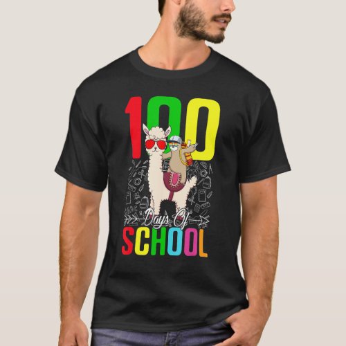Sloth Llama 100 Day Of School For Teacher Student  T_Shirt