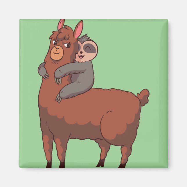 Sloth Llama Hugging Magnet (Front)