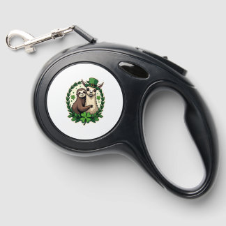 Sloth Llama St Patricks Day Vintage Lucky Tee 2 Retractable Pet Leash