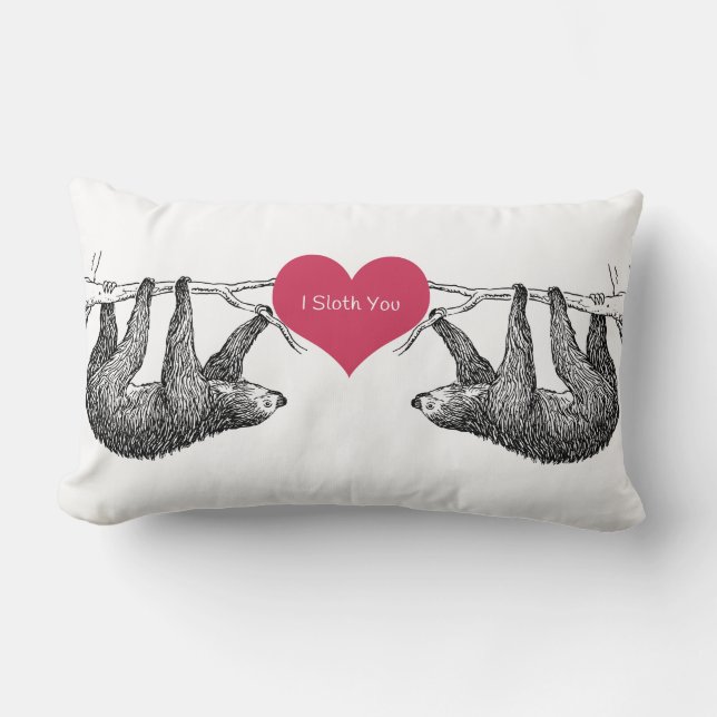 Sloth = Love Lumbar Pillow (Front)