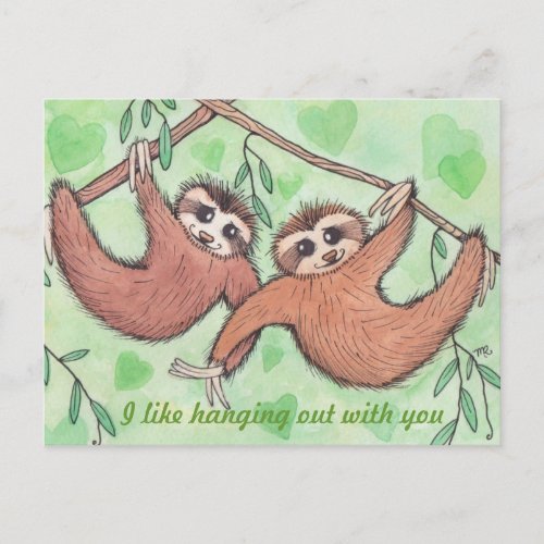 Sloth Love Valentine Holiday Postcard