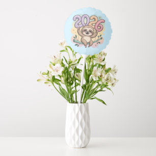 Sloth Lovers New Year 2026 Lazy Vibes, Cozy Balloon