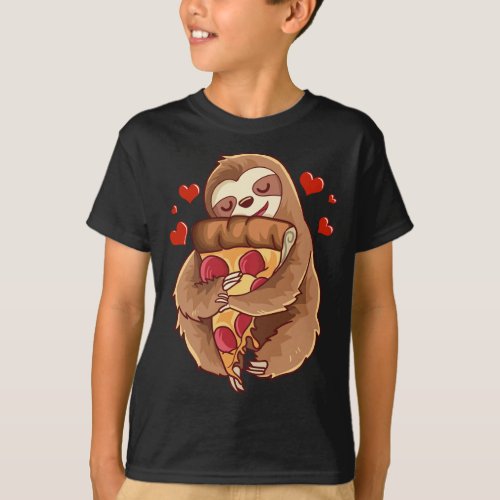 Sloth Loves Hugging Pepperoni Pizza Slice Funny No T_Shirt