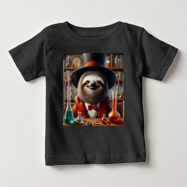 Sloth Mad Scientist Baby T-Shirt (Front)
