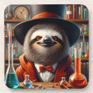 Sloth Mad Scientist Beverage Coaster