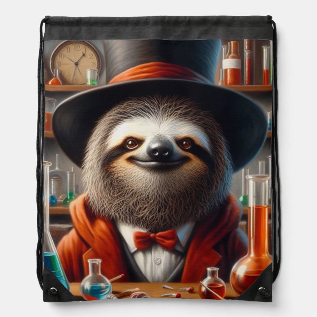 Sloth Mad Scientist Drawstring Bag (Front)