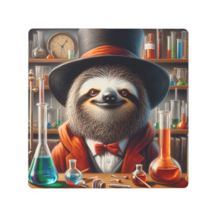 Sloth Mad Scientist Metal Print