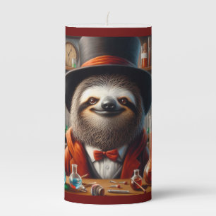 Sloth Mad Scientist Pillar Candle
