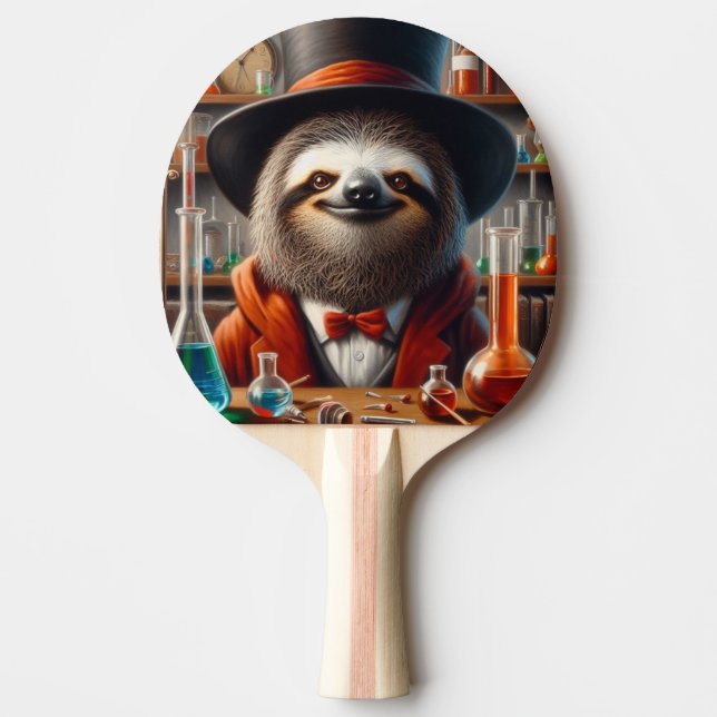 Sloth Mad Scientist Ping Pong Paddle (Front)