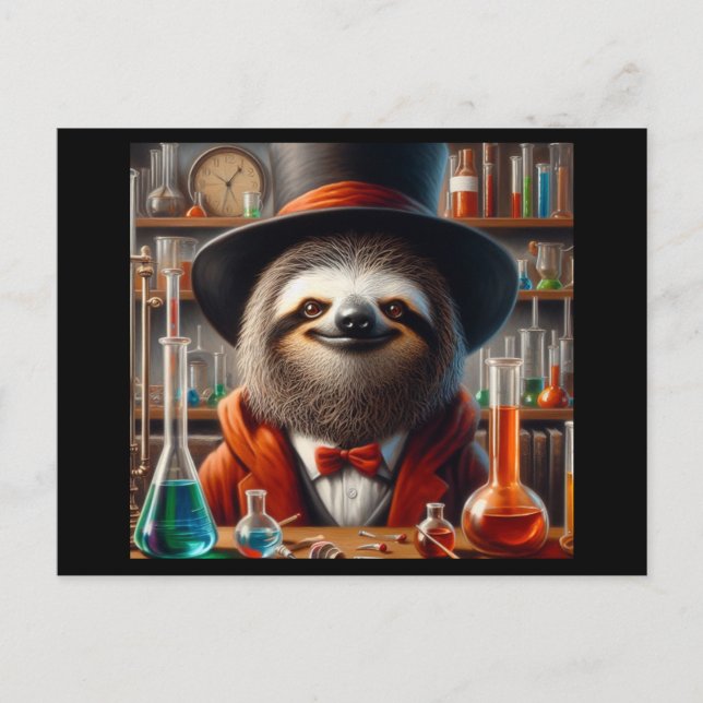 Sloth Mad Scientist Postcard (Front)