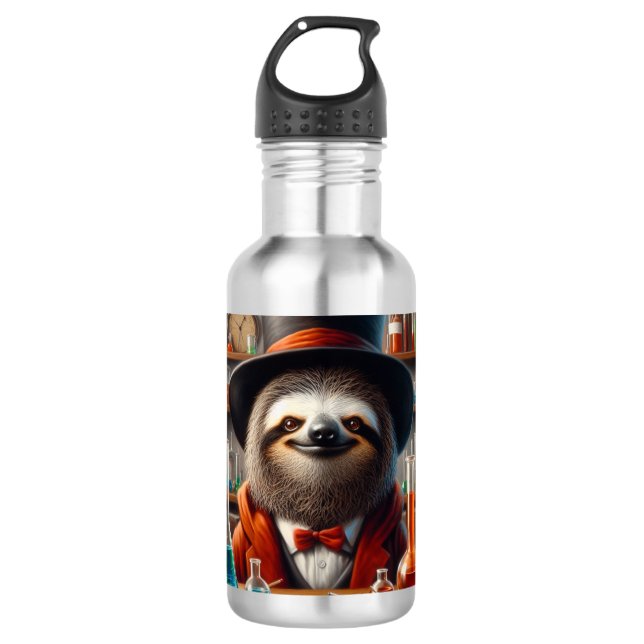 Sloth Mad Scientist Stainless Steel Water Bottle (Front)