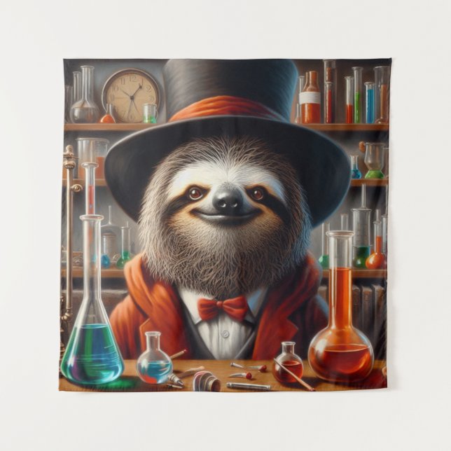 Sloth Mad Scientist Tapestry (Front)
