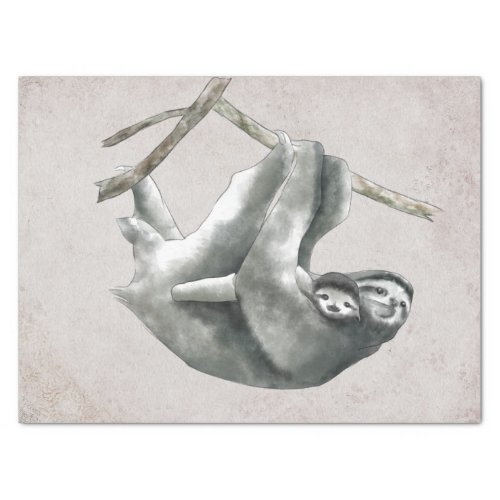 Sloth Mama and Baby Watercolor Tissue Paper