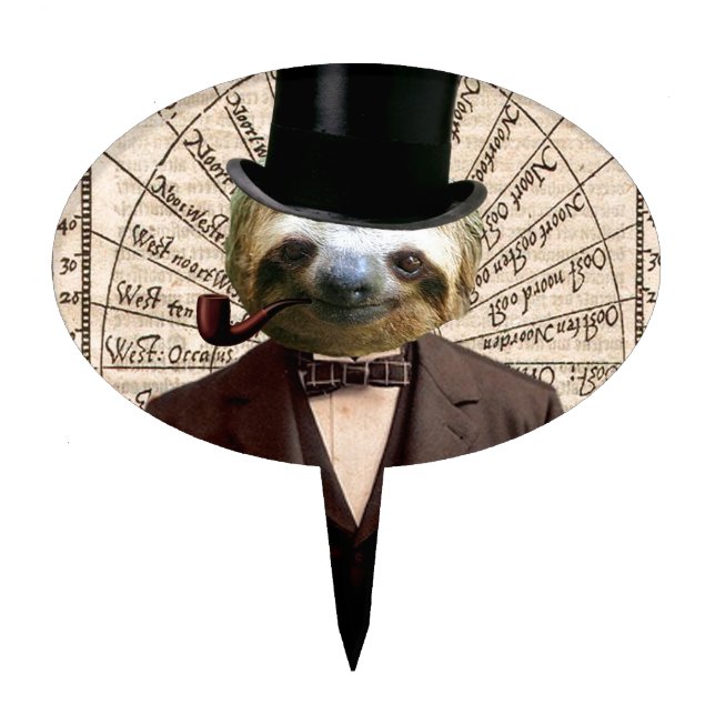 Sloth Man Victorian Steampunk Anthropomorphic Cake Topper (Front)