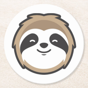 Sloth Mascot Round Paper Coaster