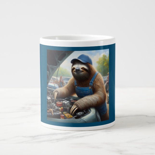 Sloth Mechanic Giant Coffee Mug (Front)