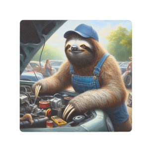Sloth Mechanic Metal Print