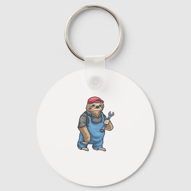 Sloth Mechanic Wrench Classic T-Shirt Keychain (Front)