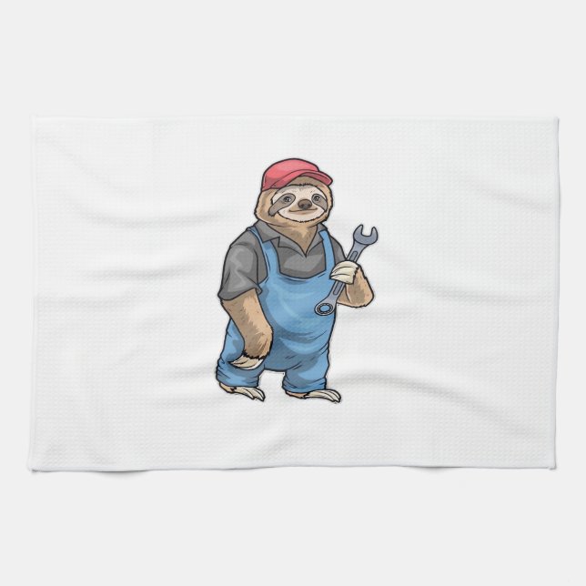 Sloth Mechanic Wrench Classic T-Shirt Kitchen Towel (Horizontal)