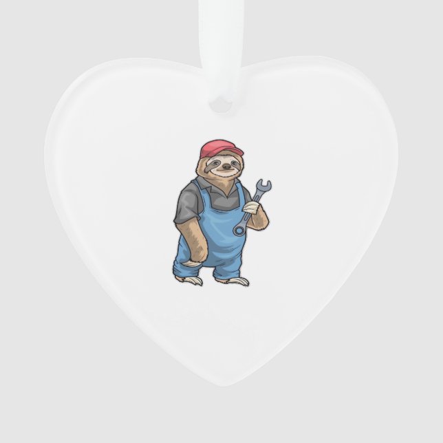 Sloth Mechanic Wrench Classic T-Shirt Ornament (Front)