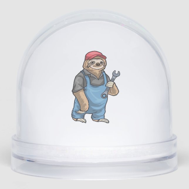 Sloth Mechanic Wrench Classic T-Shirt Snow Globe (Front)