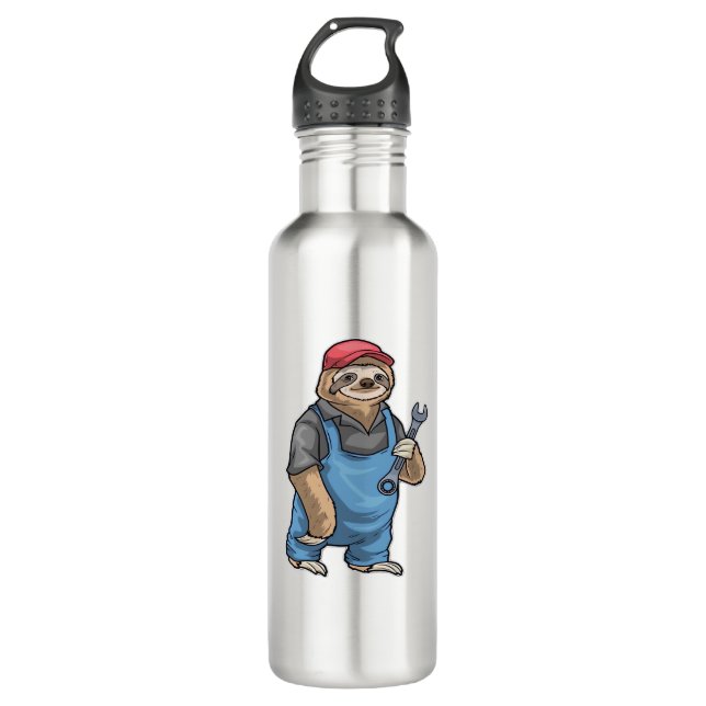 Sloth Mechanic Wrench Classic T-Shirt Stainless Steel Water Bottle (Front)