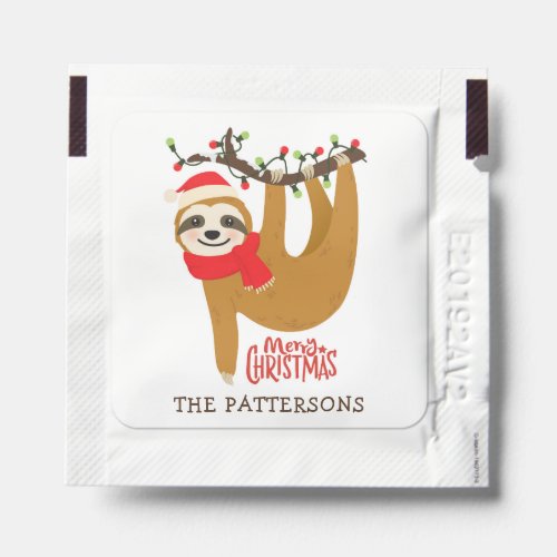 Sloth Merry Christmas Cute Watercolor Personalized Hand Sanitizer Packet