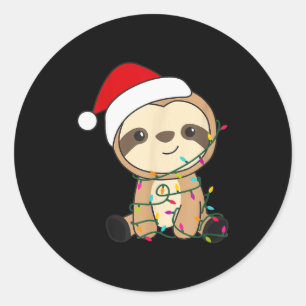 Sloth Merry Christmas Winter Sloths Christmas Classic Round Sticker