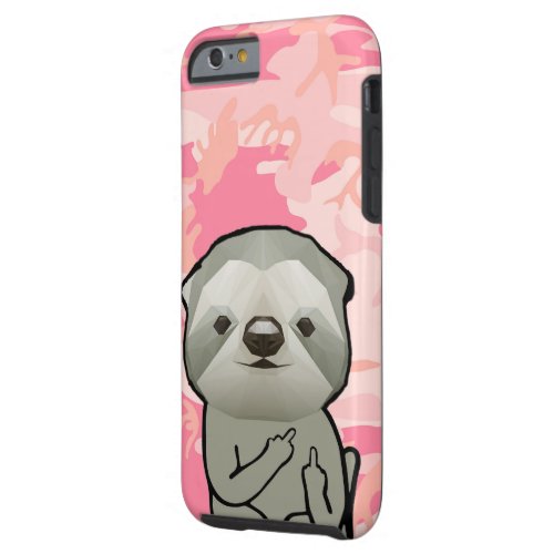 Sloth Middle Finger Funny Meme Animal Love Camo Tough iPhone 6 Case