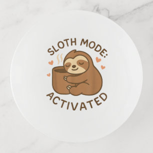 Sloth Mode Activated Cute Lazy Animal Coffee Lover Trinket Tray
