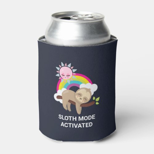 Sloth Mode Activated Funny Illustration Can Cooler