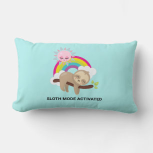 Sloth Mode Activated Funny Illustration Lumbar Pillow