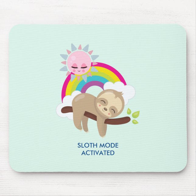 Sloth Mode Activated Funny Illustration Mouse Pad (Front)