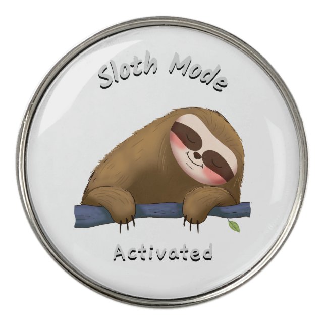 sloth mode activated sleep nap golf ball marker (Front)