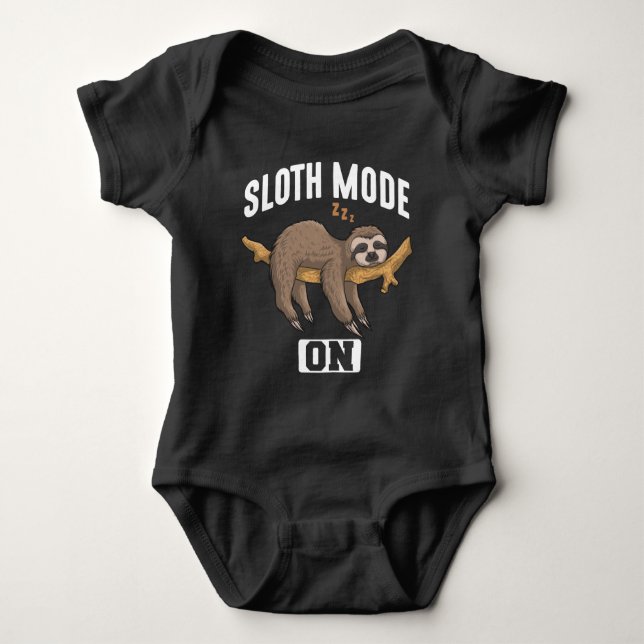 Sloth Mode On Slow Chill Lazy Relaxing Animal Baby Bodysuit (Front)