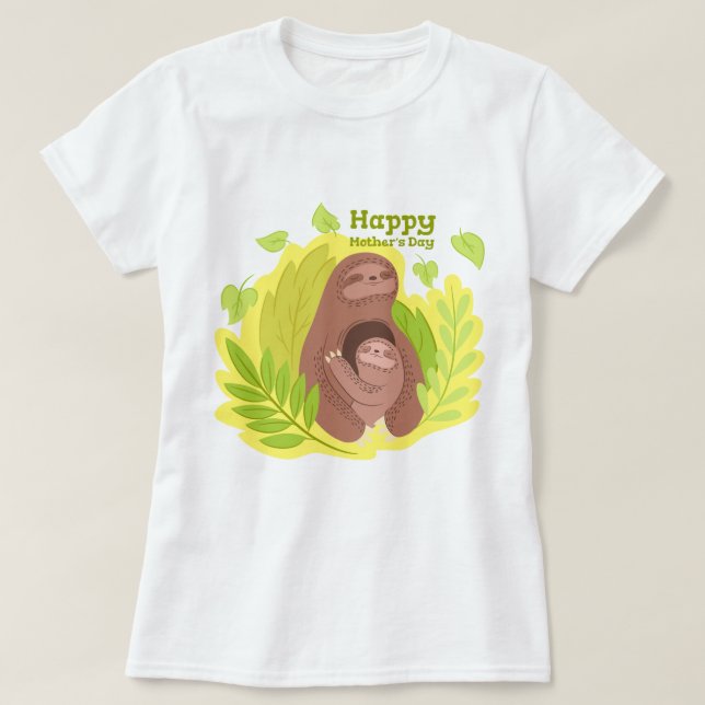Sloth Mom And Baby T-Shirt (Design Front)