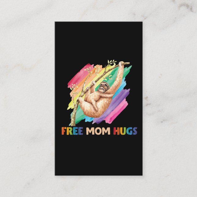 Sloth Mom Hugs Rainbow Cute Child and Mother Business Card (Front)