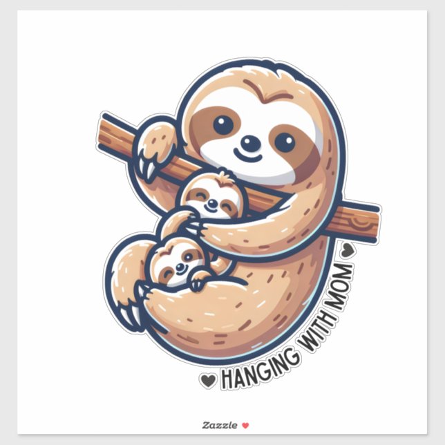 Sloth mom with babies sticker (Sheet)