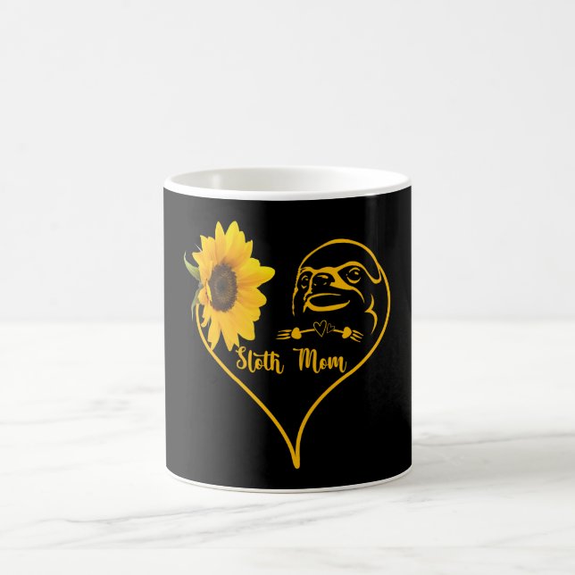 Sloth Mom With Sunflower Heart Mother's Day Coffee Mug (Center)