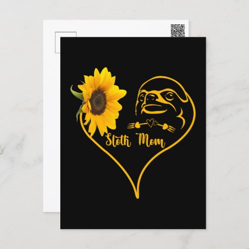 Sloth Mom With Sunflower Heart Mothers Day Postcard