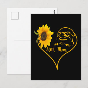 Sloth Mom With Sunflower Heart Mother's Day Postcard