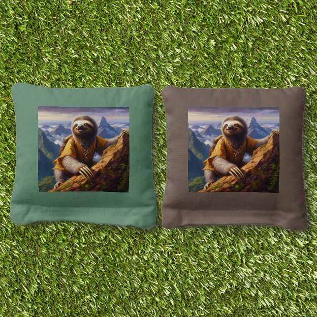 Sloth Mountain Climbing Cornhole Bags (Grass)