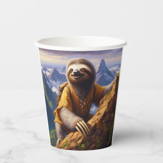 Sloth Mountain Climbing Paper Cups (Front)