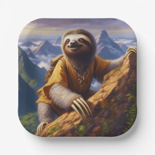 Sloth Mountain Climbing Paper Plates