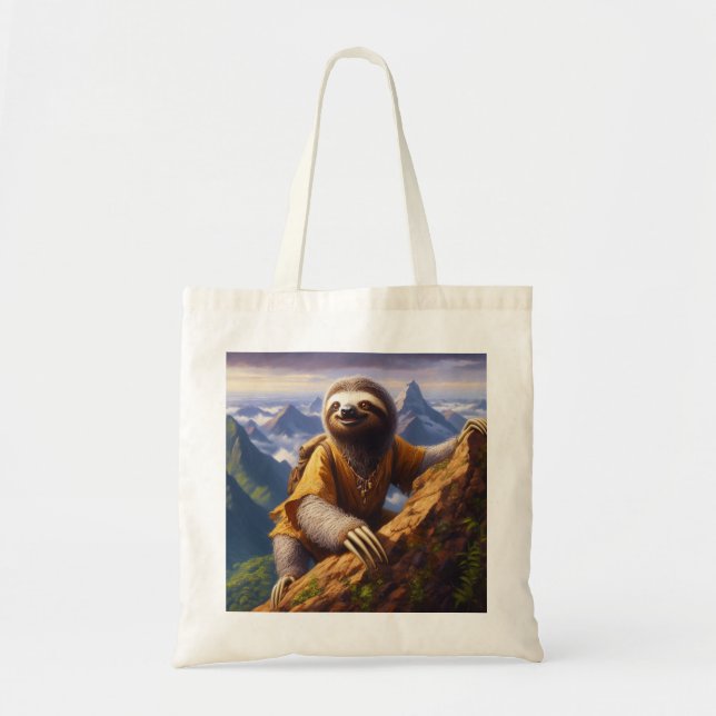 Sloth Mountain Climbing Tote Bag (Front)
