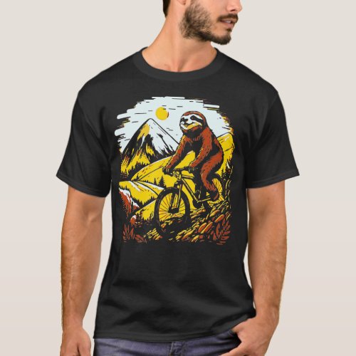 Sloth Mountains Biker Slow Bike and Bicycle Lovers T_Shirt