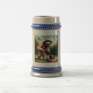 Sloth Mowing Lawn Beer Stein