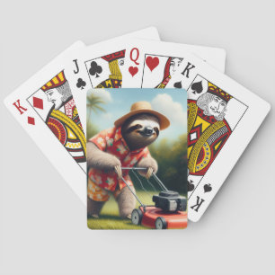 Sloth Mowing Lawn Poker Cards