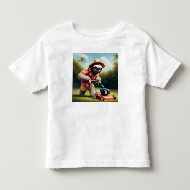 Sloth Mowing Lawn Toddler T-shirt (Front)